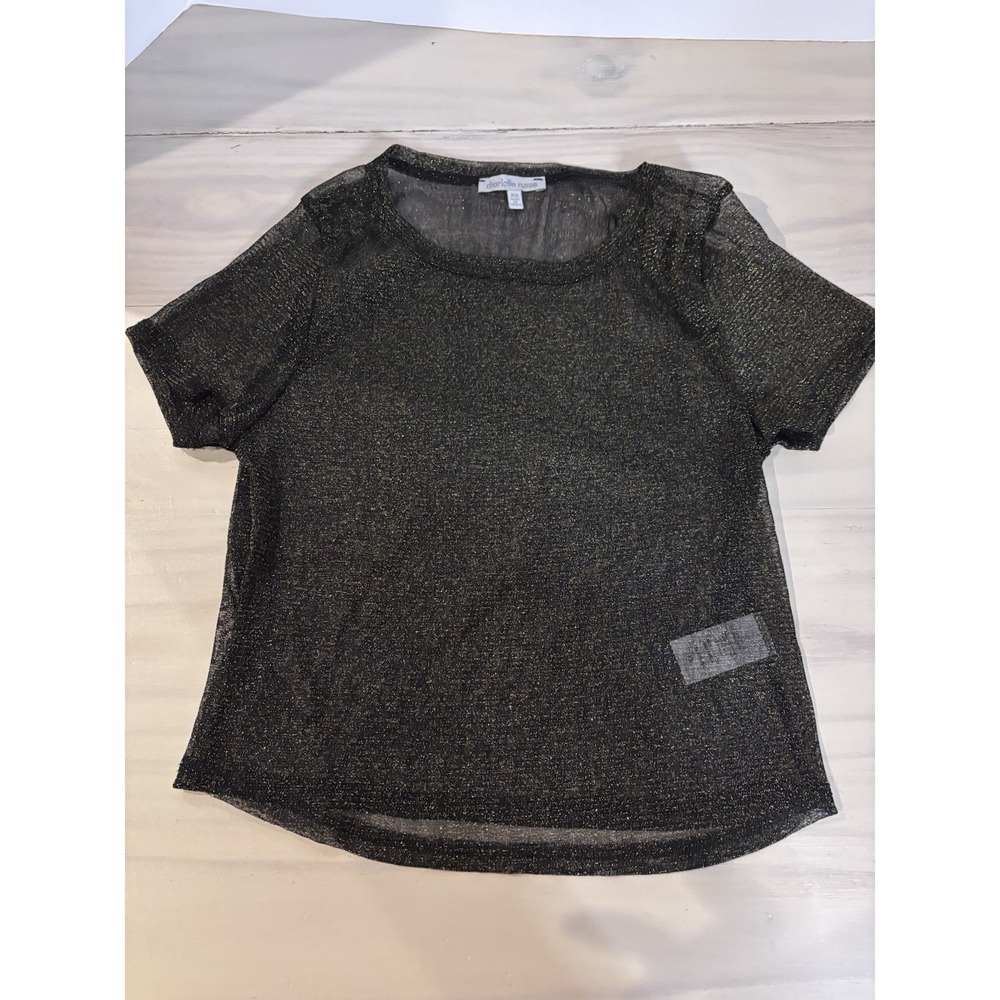 Charlotte Russe XS Sheer Black Gold Metallic‎ Top Y2K Festival Club Layering